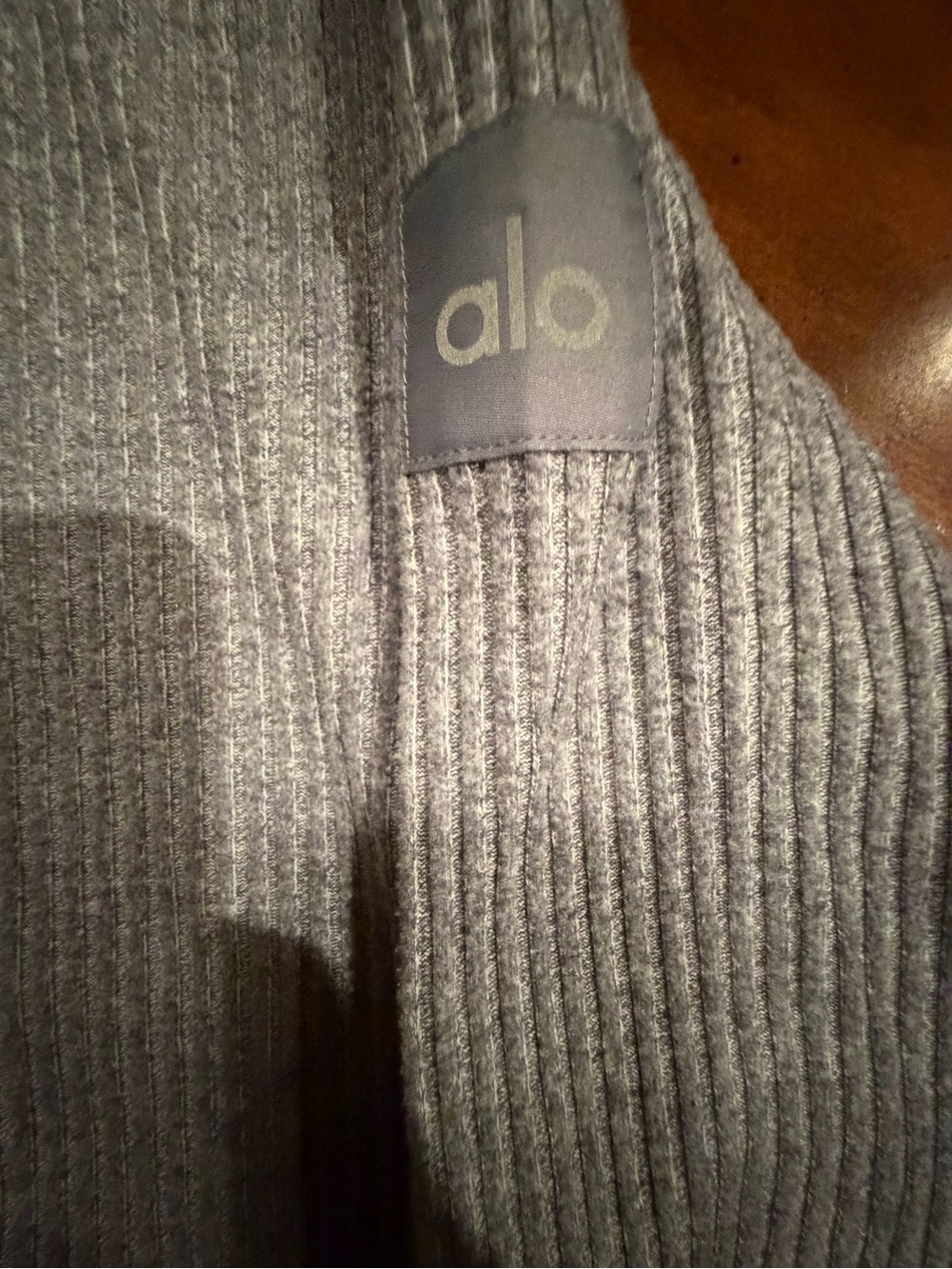 ALO Ribbed Cropped Hoodie Gray Small - Picture 5 of 9